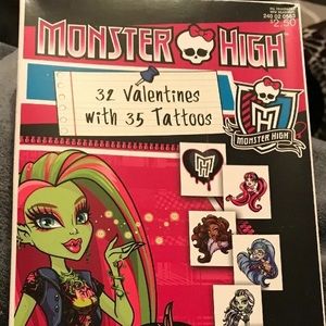 Monster High Valentines Day Cards W/35 Tattoos x2